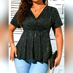 Peplum Womens Sparkle Galaxy Top